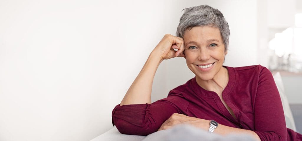 Middle aged woman smiling